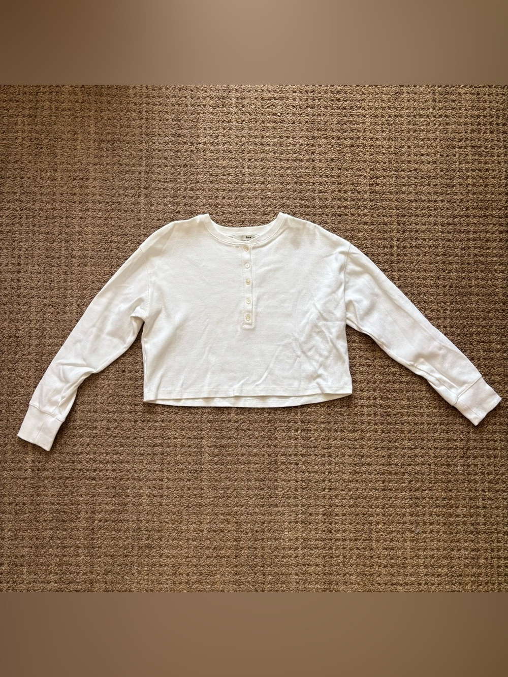 Aritzia White Cropped Henley S